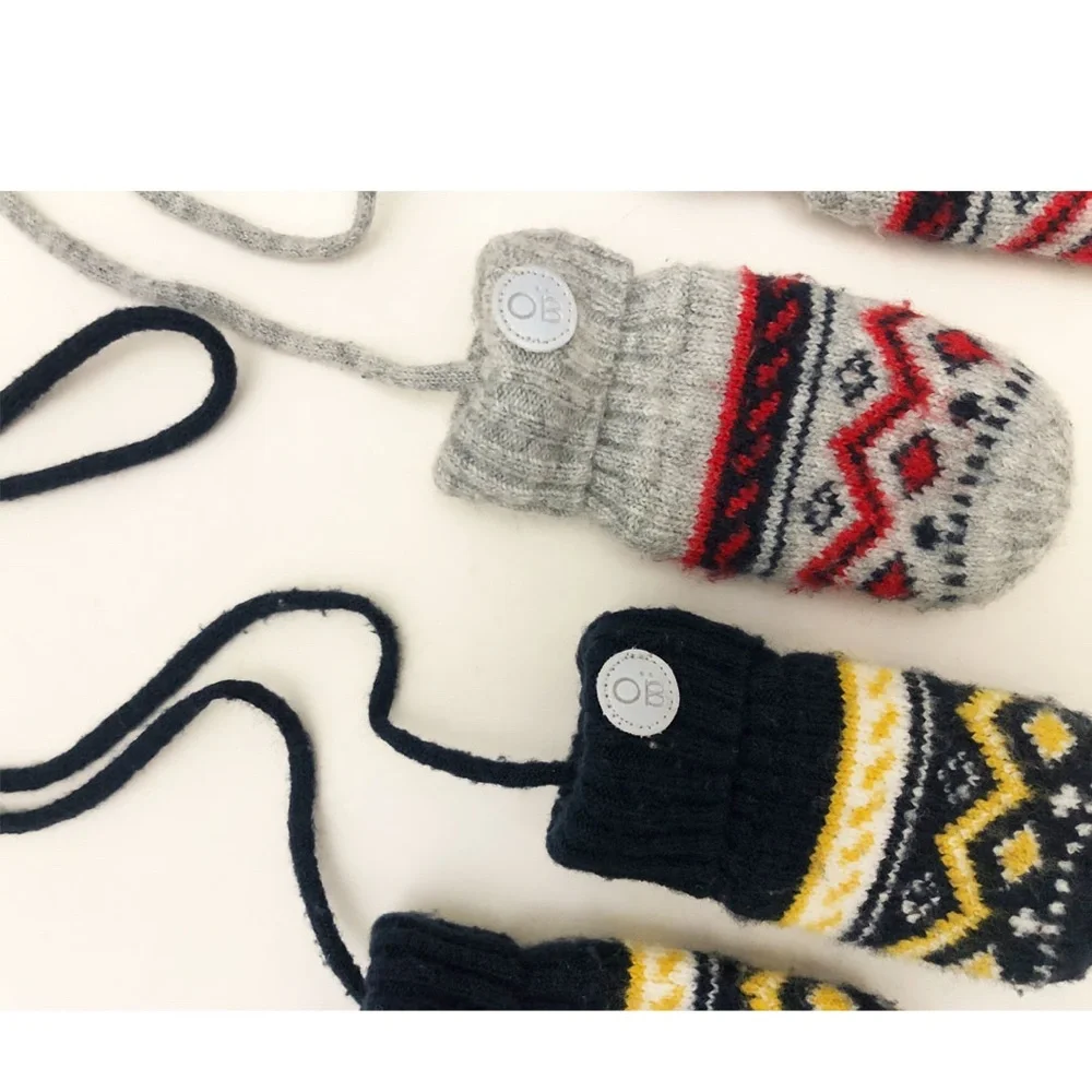 Obaibi Unisex Newborn Knit Winter Warm Mittens 2 Piece